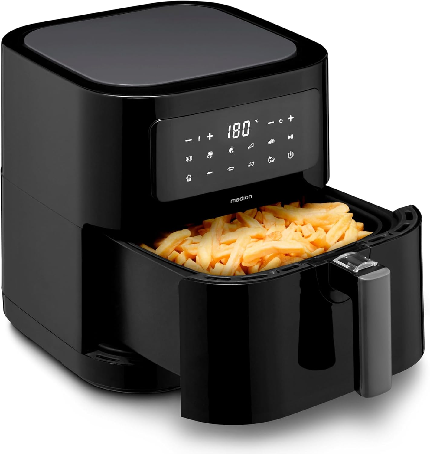 E40 XL Heissluftfritteuse mit Backfunktion, Schwarz
