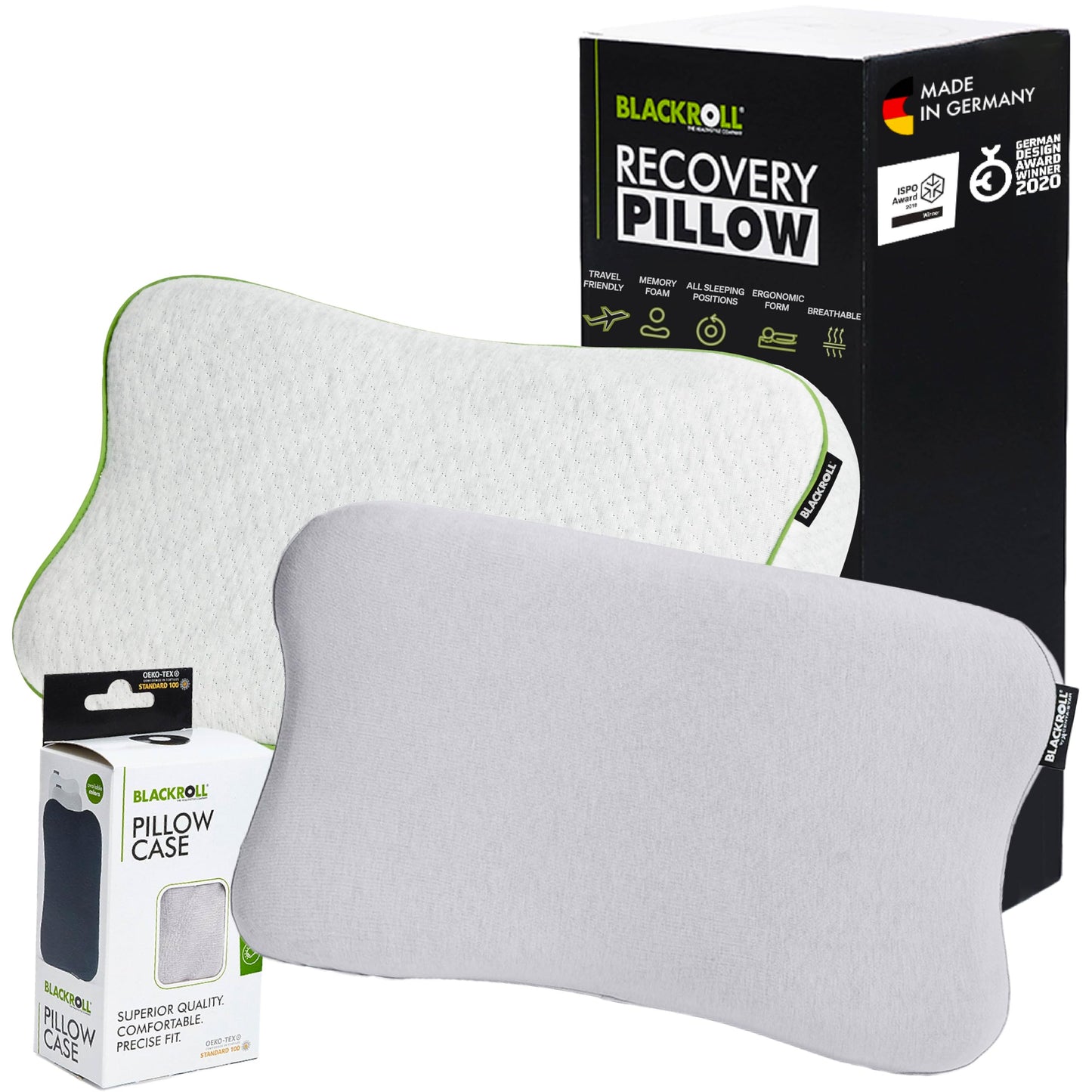 Ergonomisches Nackenkissen-Set, Kissen + Kissenbezug Hellgrau