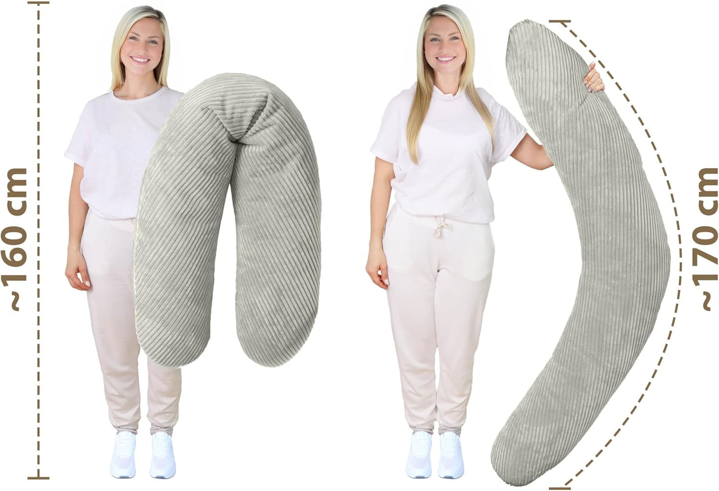 XXL Seitenschläfer- und Stillkissen 170 cm, Tauglanz Stillkissen 170 cm