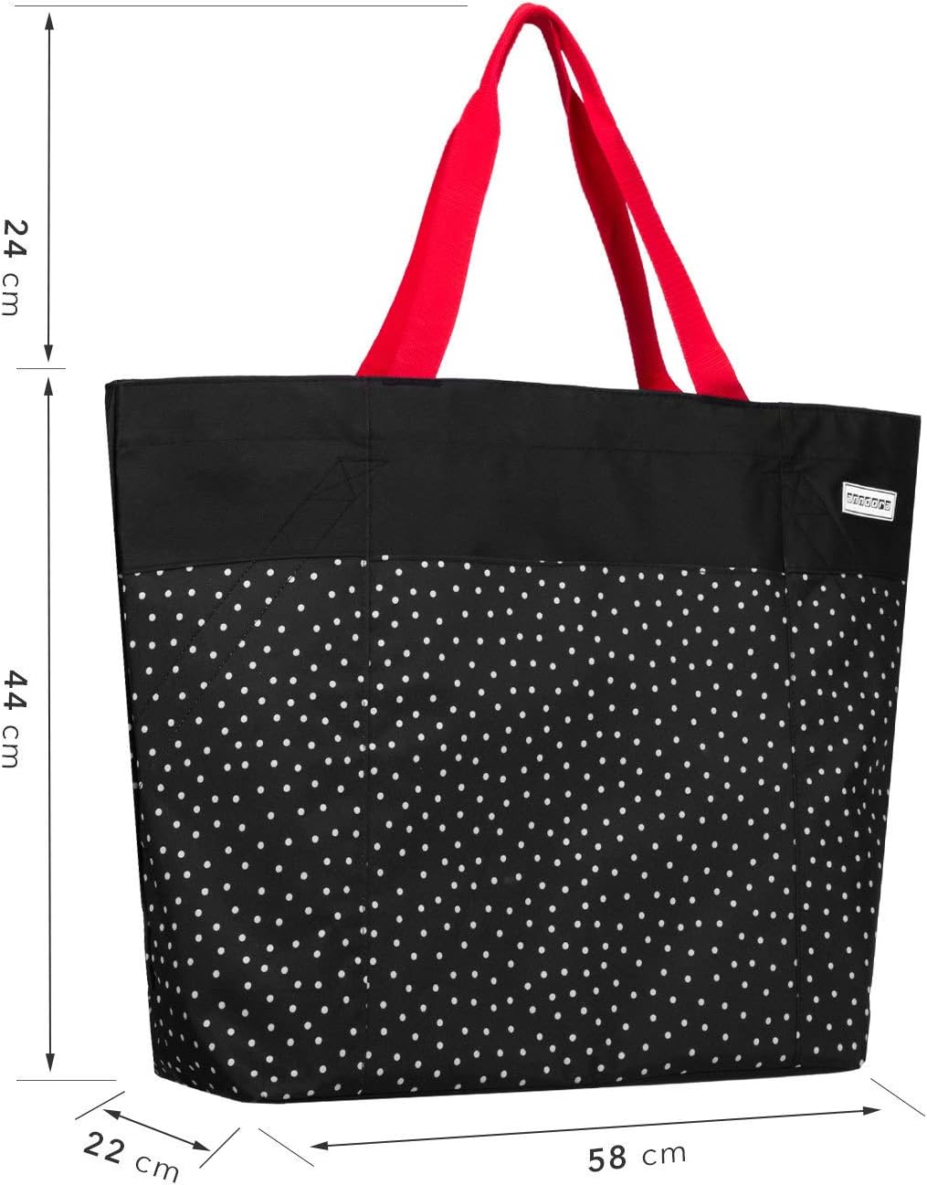 Strandtasche, Schwarz Weiss Gepunktet