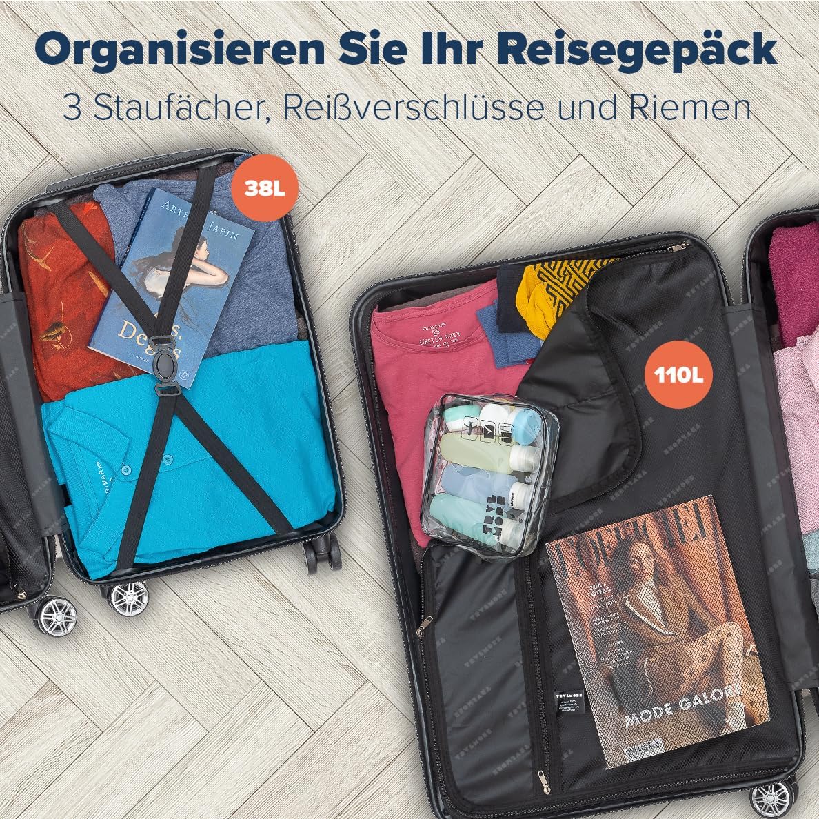 2-teiliges Hartschalenkofferset, Kofferset 2 teilig Schwarz