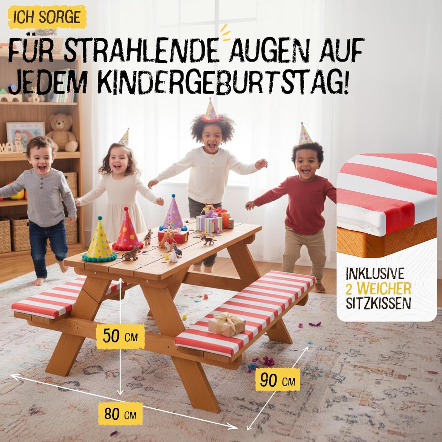 Kindersitzgruppe mit Polsterauflage für Garten