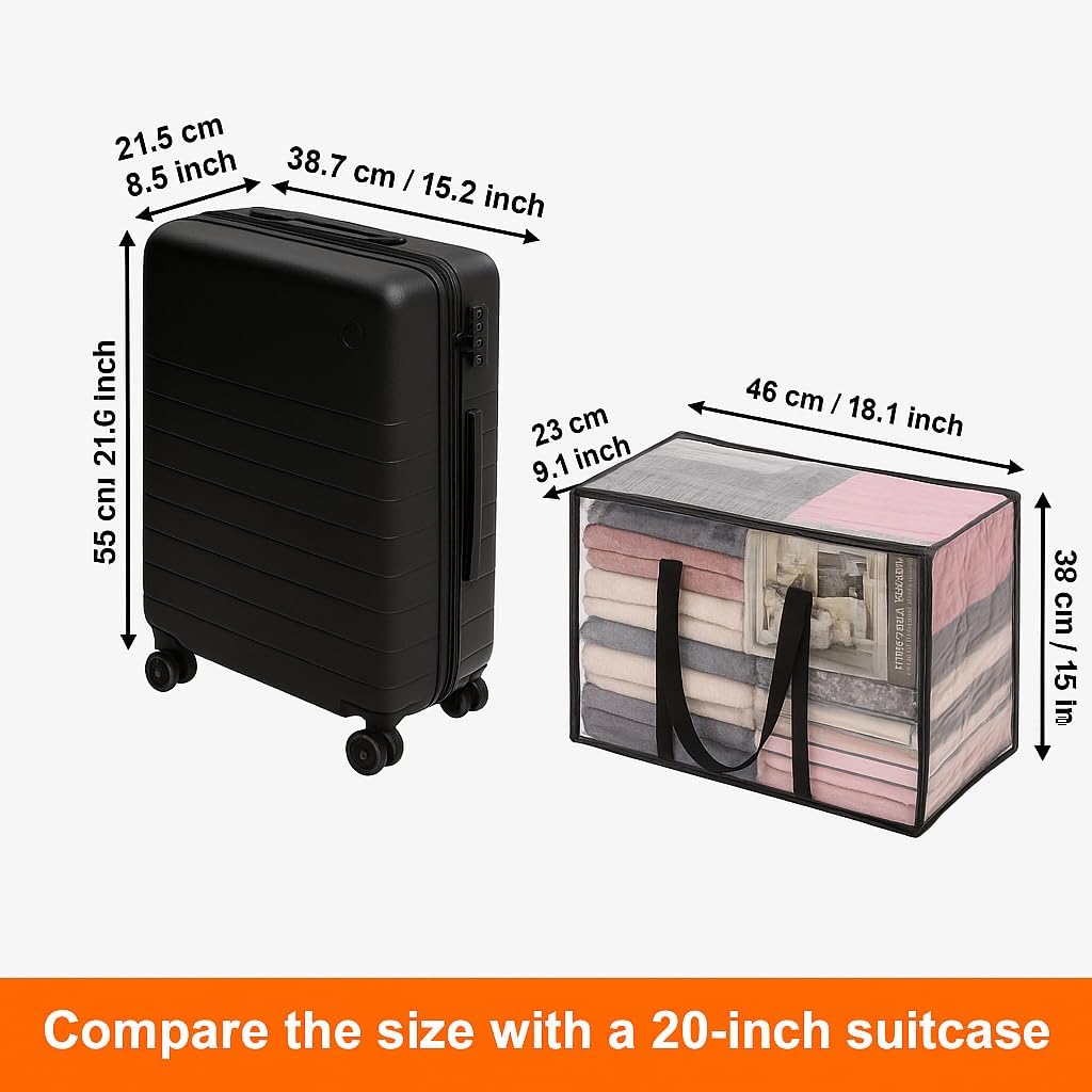 Transparente Aufbewahrungstaschen, 40L 3St. Schwarz