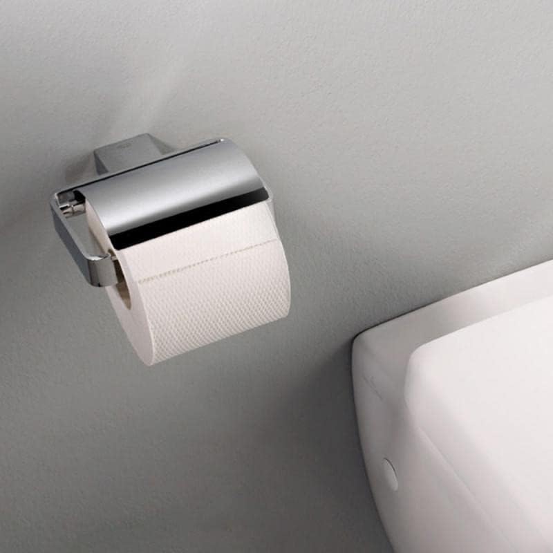Toilettenpapierhalter mit Deckel, mit Deckel Edelstahl-optik