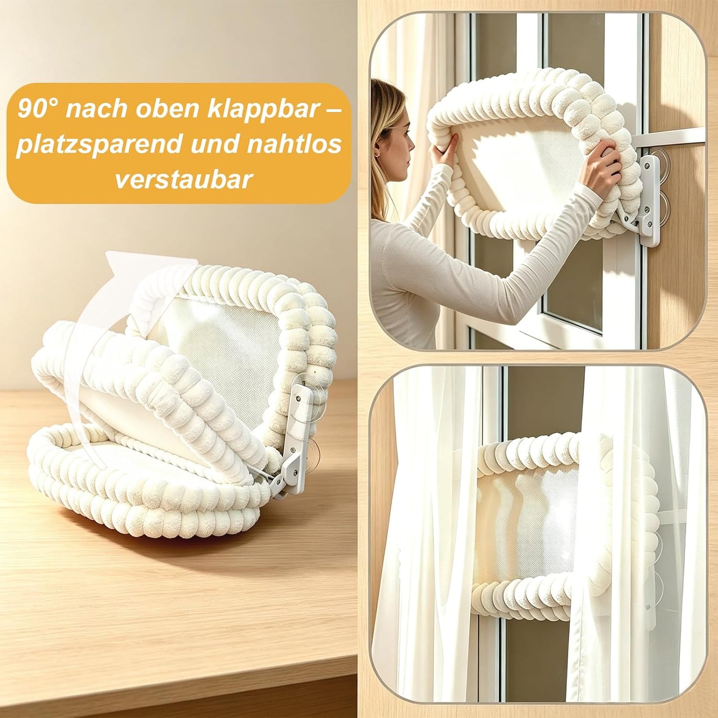 Fensterliege mit Saugnäpfen, Weiss