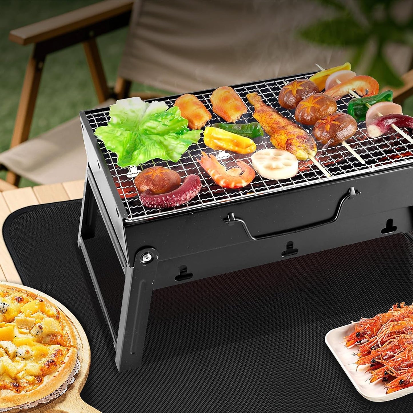 Hitzebeständige Grillunterlage, 60 x 105 cm, 60x105cm Schwarz
