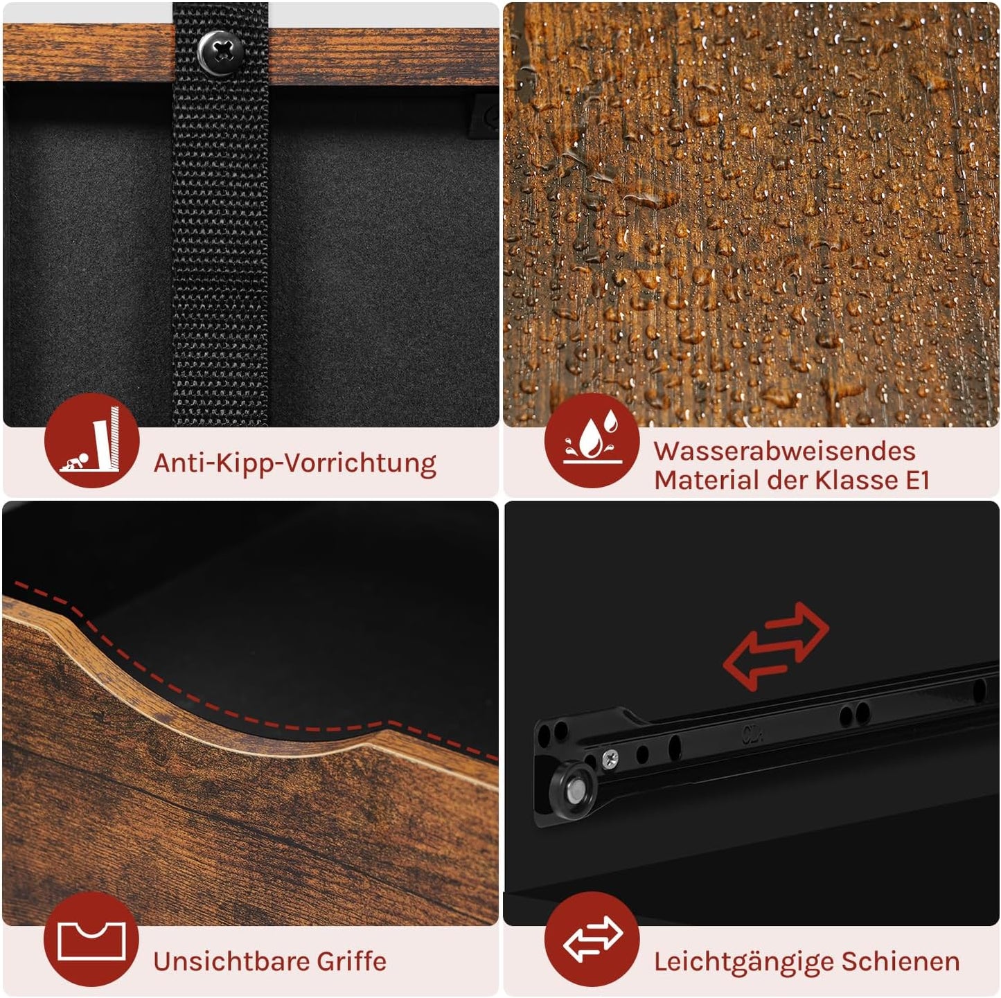 Rollcontainer mit Schubladen und Hängeregistratur, Rustikales Braun
