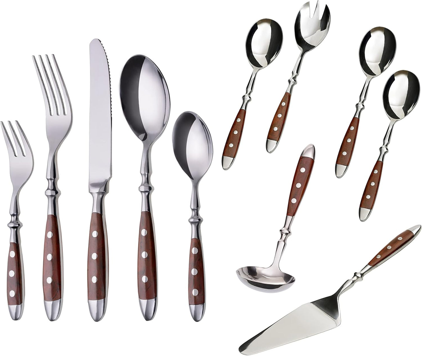 Besteckset Nürnberg für 6 Personen, Braune Griffe 36-teilig | 6 Personen