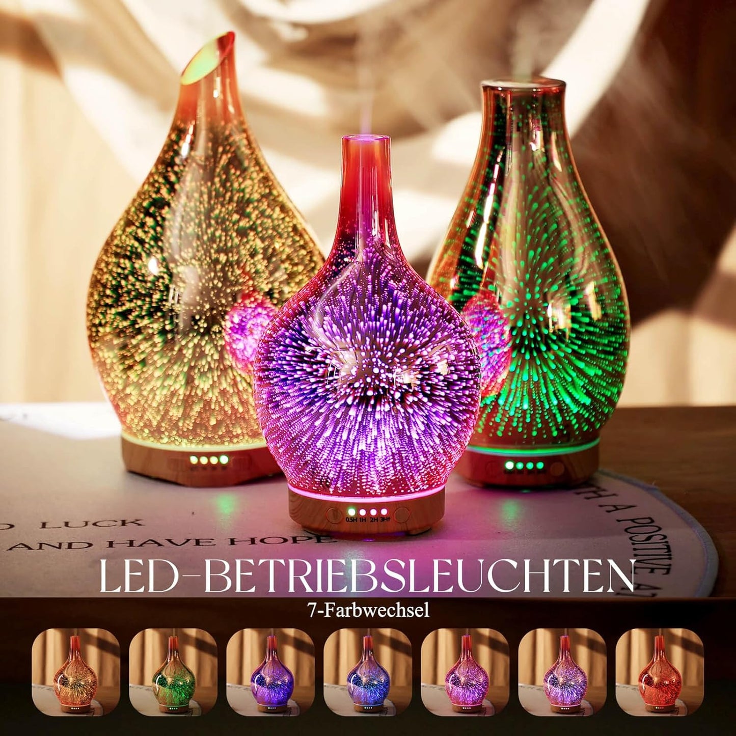 Aroma Diffuser Luftbefeuchter mit 3D Effekt (150ml), Rose Gold