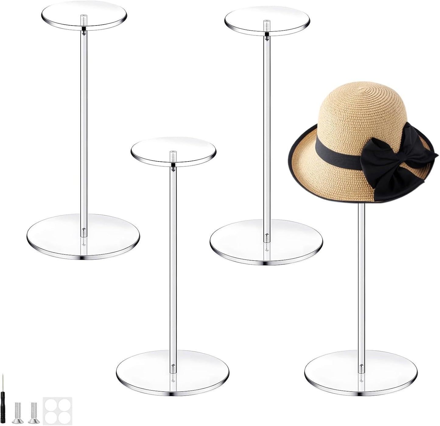 4-teiliges Hut- und Perückenständer-Set, One Size