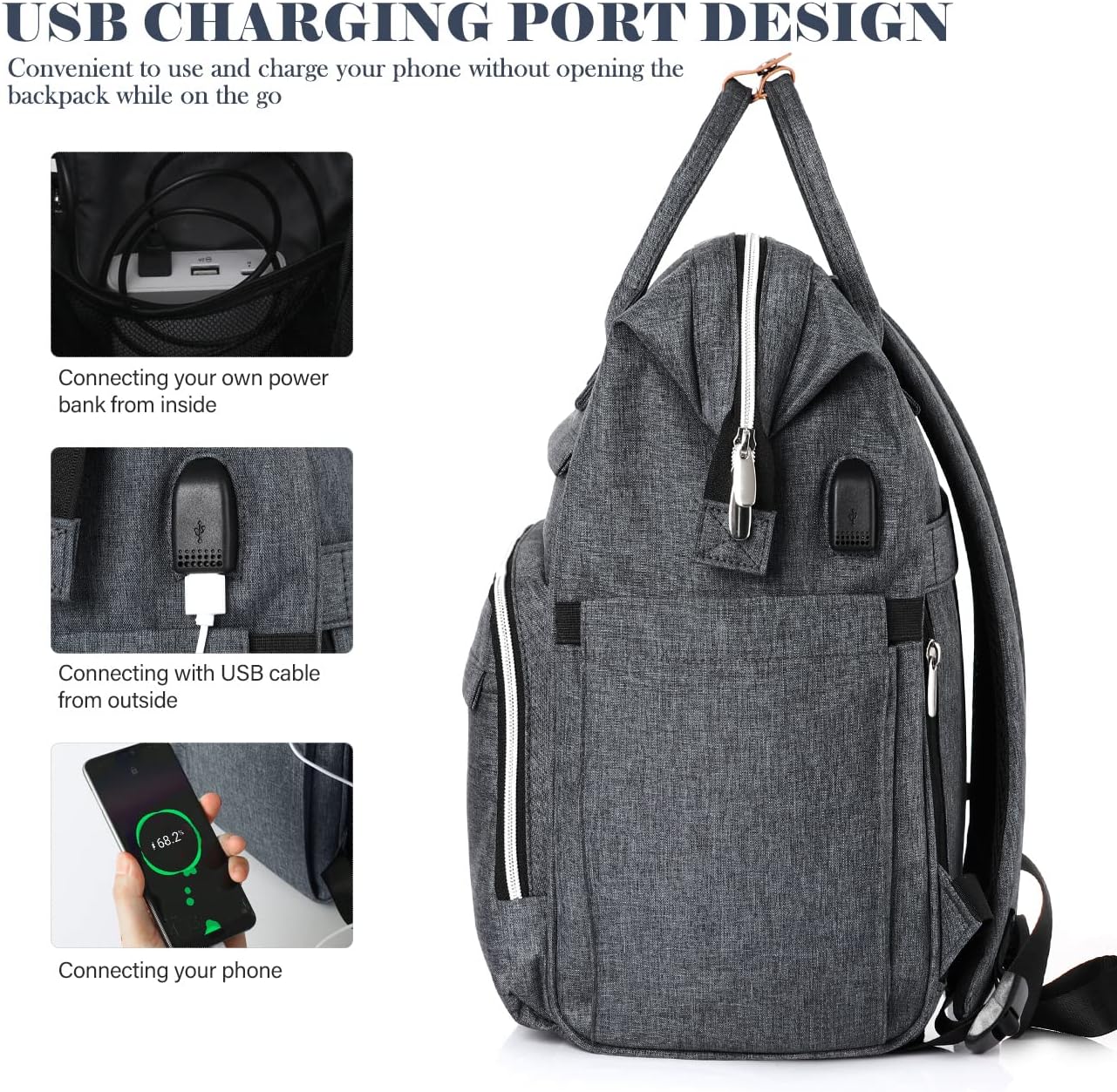 Rucksack mit Laptopfach & USB-Anschluss, S41-darkgrayfits / 15.6inch laptop