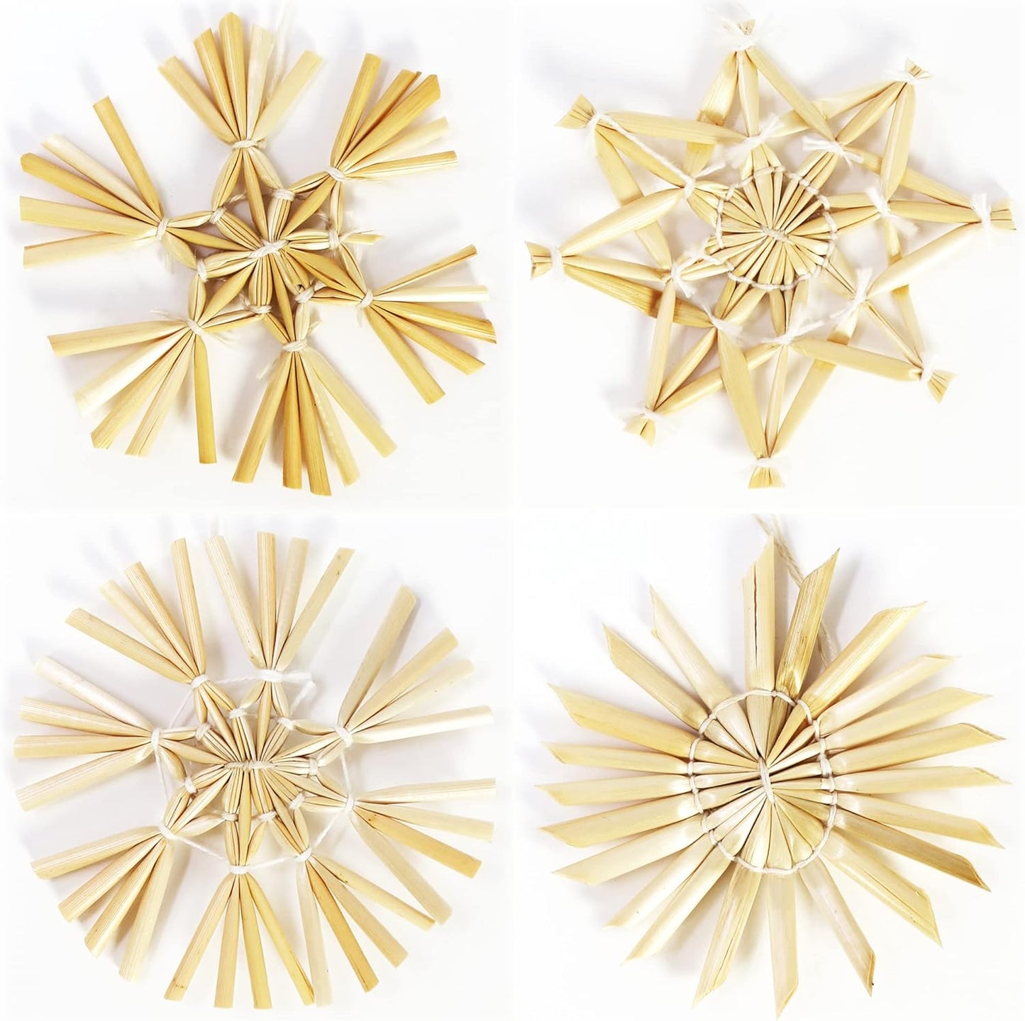 48-teiliges Christbaum-Stroh-Anhänger-Set, Natur 48-teilig