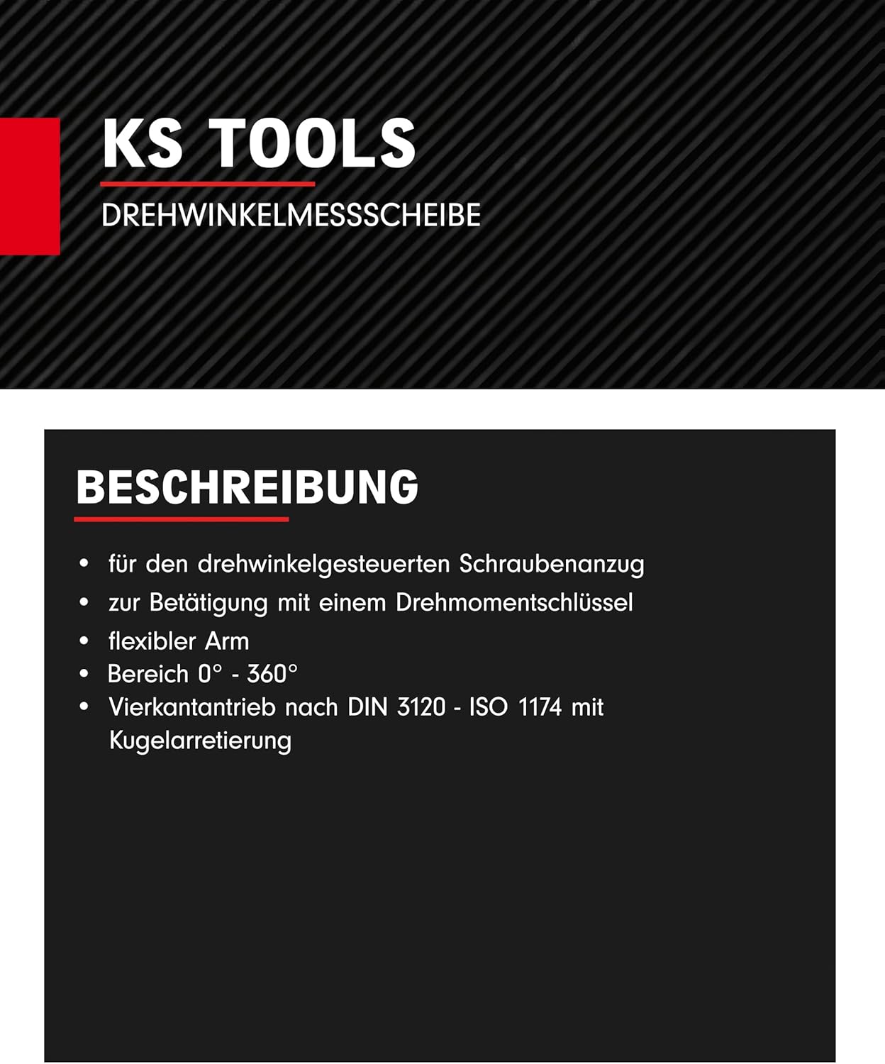 Drehwinkelmessscheibe mit flexiblem Krallenarm, 1/2" Kralle
