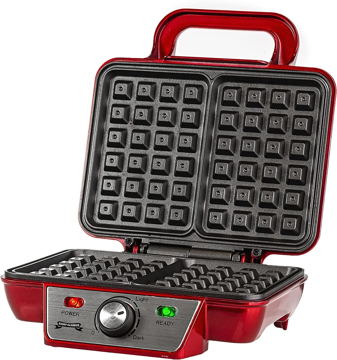Belgisches Waffeleisen mit verstellbarer Temperatur, Rot