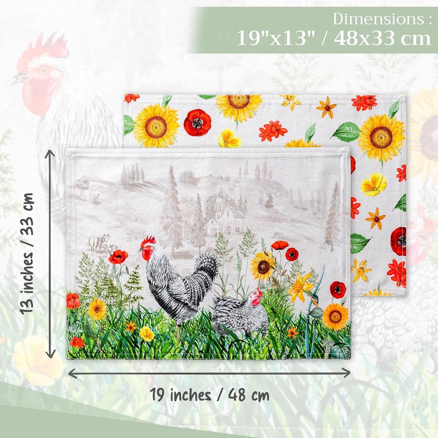 4-teiliges Tischset, 33cm x 48cm Basse Cour