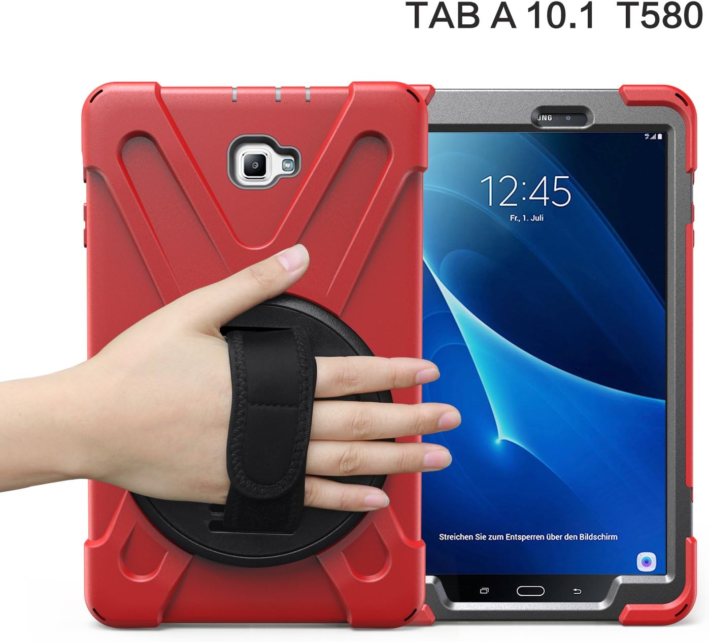 Stossfeste Schutzhülle für Samsung Galaxy, T580/T585 Tab A 10.1 2016 Rot