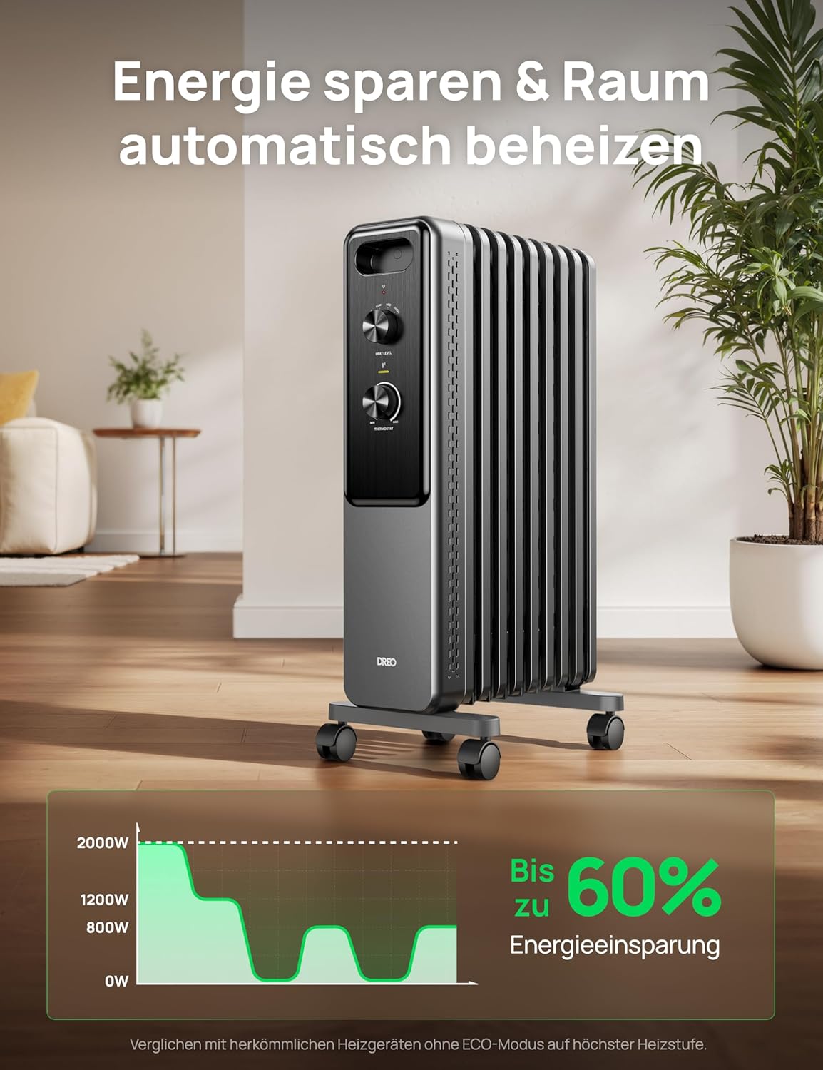 Ölradiator mit Thermostat & Schutzfunktionen