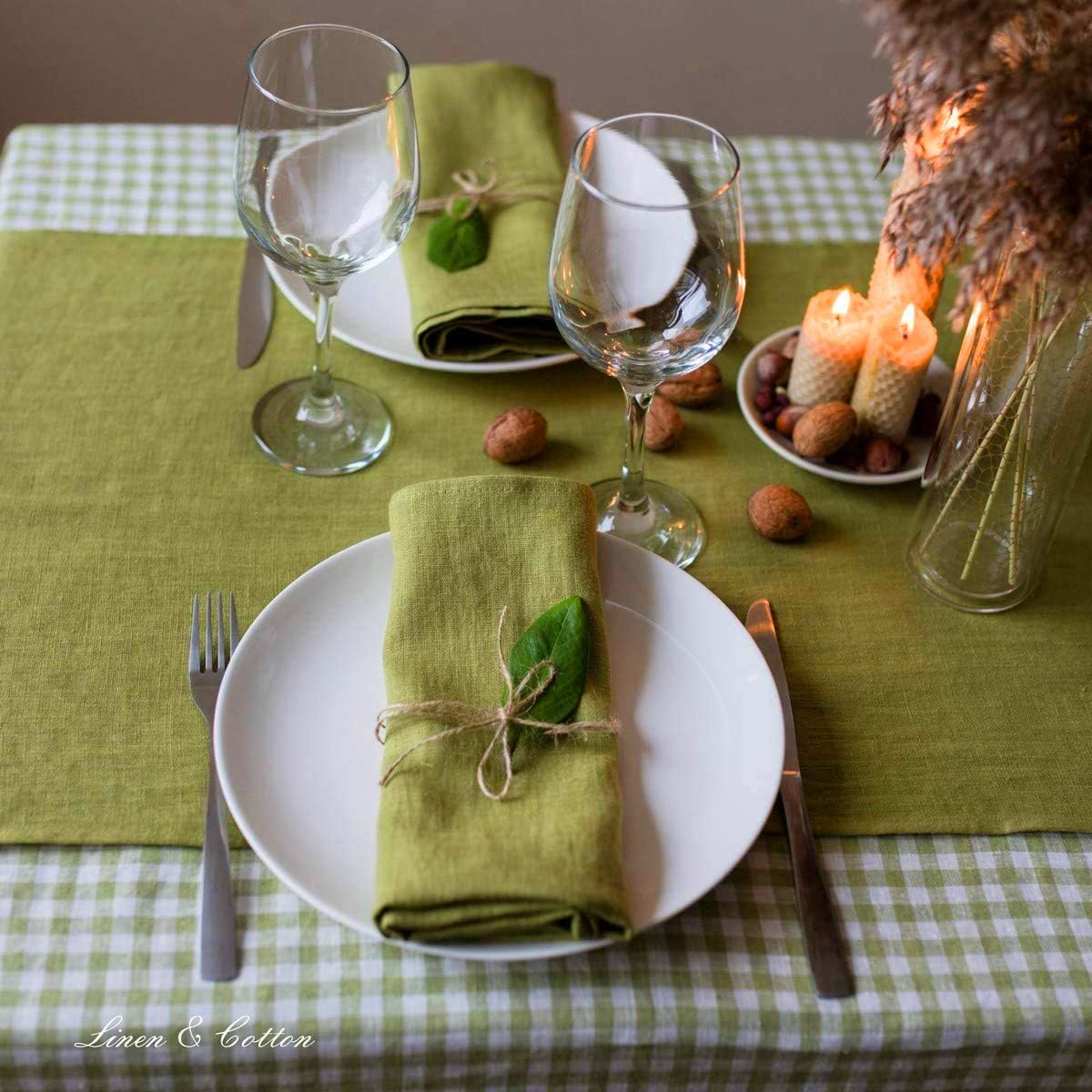 4-teiliges Stoffservietten-Set Hygge, Grün Servietten - 32 x 32cm