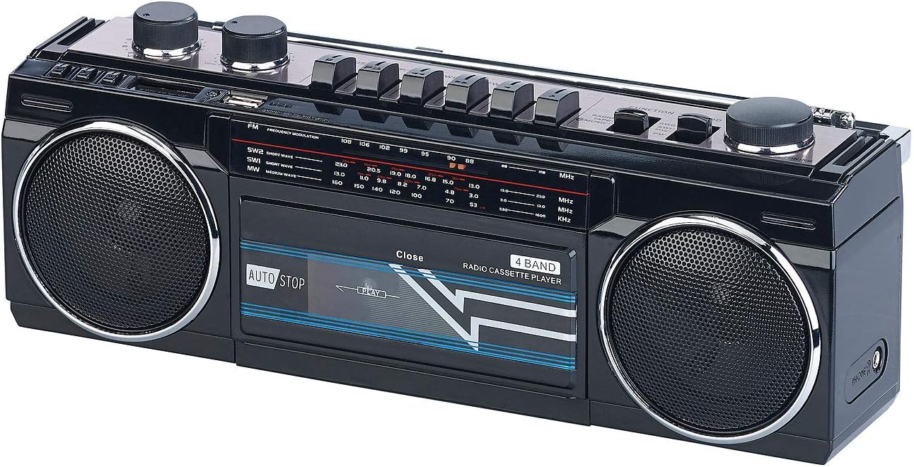 Retro-Boombox mit Kassetten-Player & Bluetooth