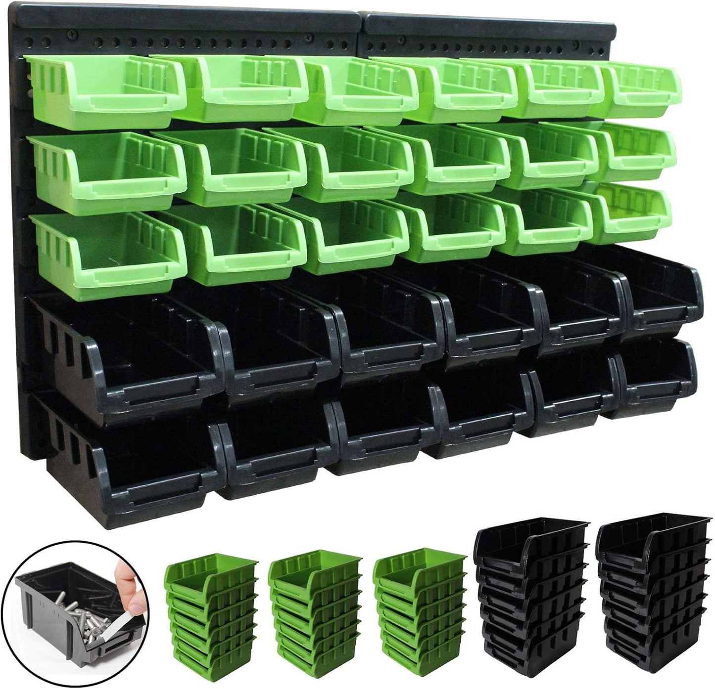 Stapelboxen mit Wandregal, Grün