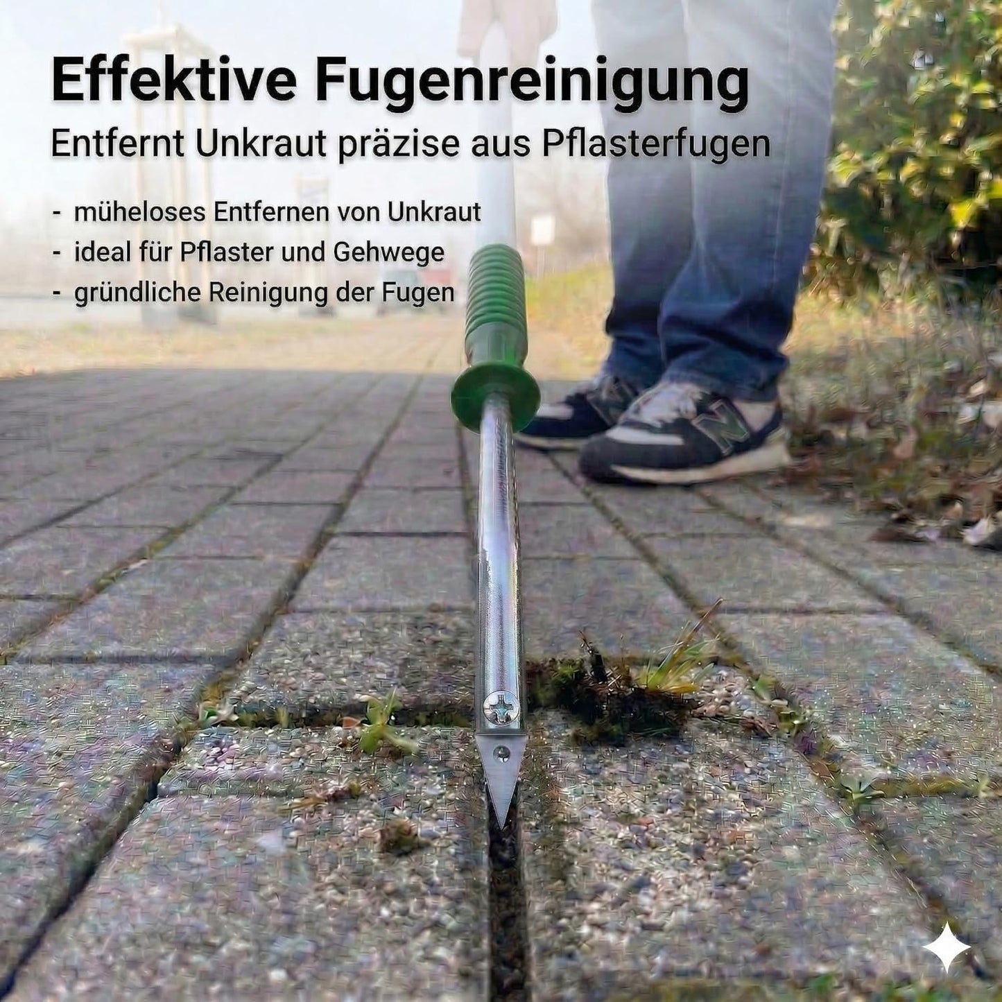 Fugenkratzer mit Teleskopstiel und Hartmetallklinge