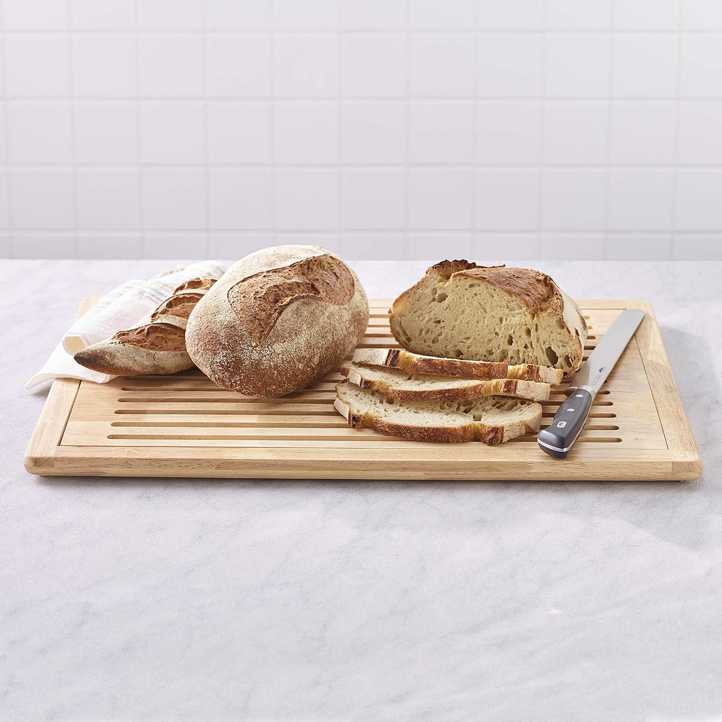Brotschneidebrett mit Krümelfach, 60 x 40 cm, Hell 60 x 40 x 2 cm