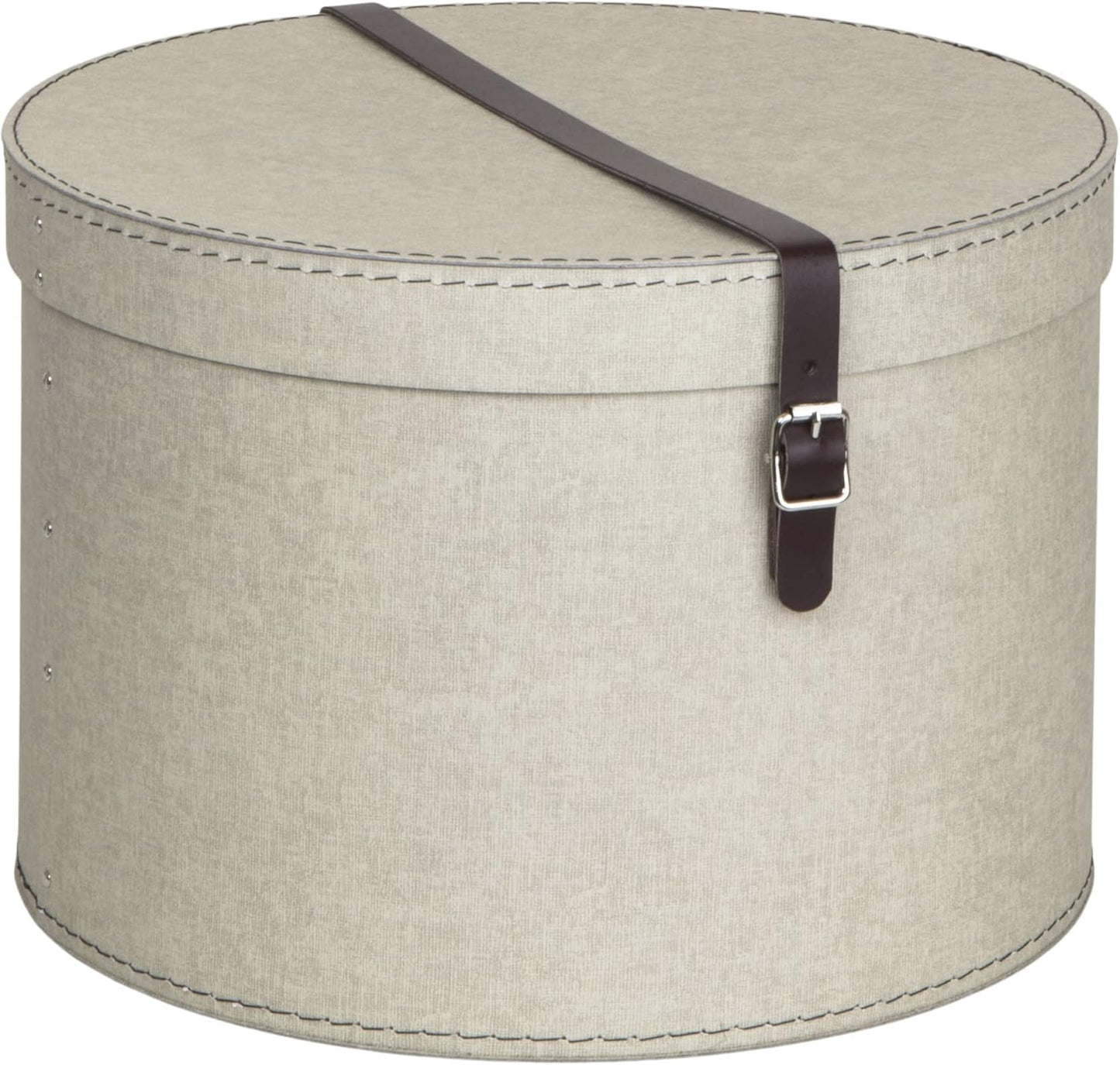 2er-Set Aufbewahrungsboxen mit Lederriemen, Beige