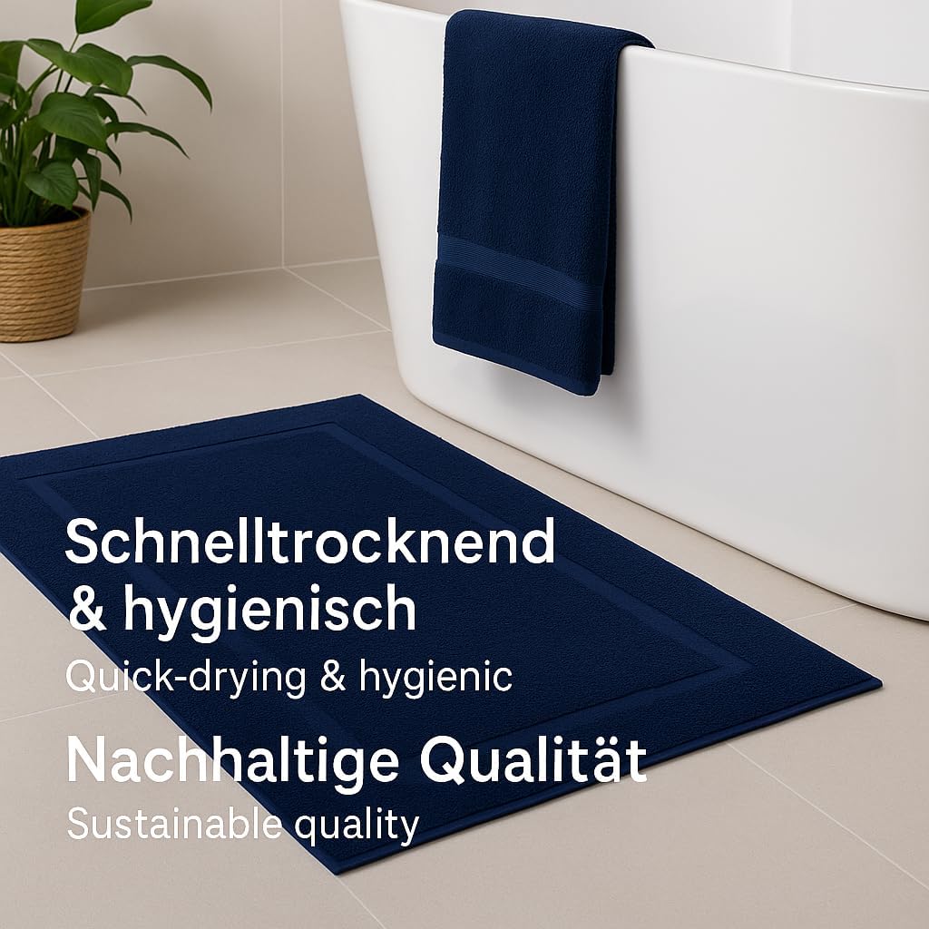 2er-Set Badematten, 50x70 cm, 2x Badvorleger Dunkelblau