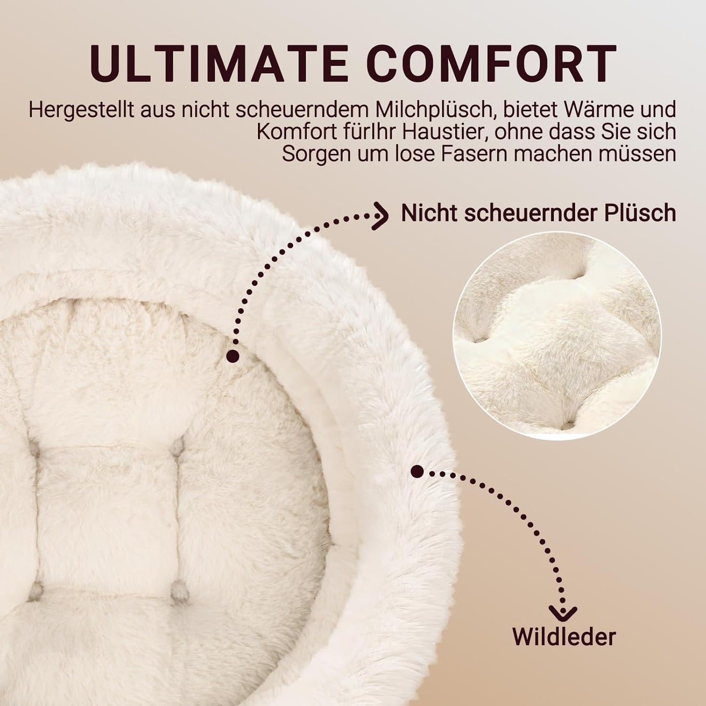 Katzenbett mit rutschfester Basis, 45x45x16.5CM Braun