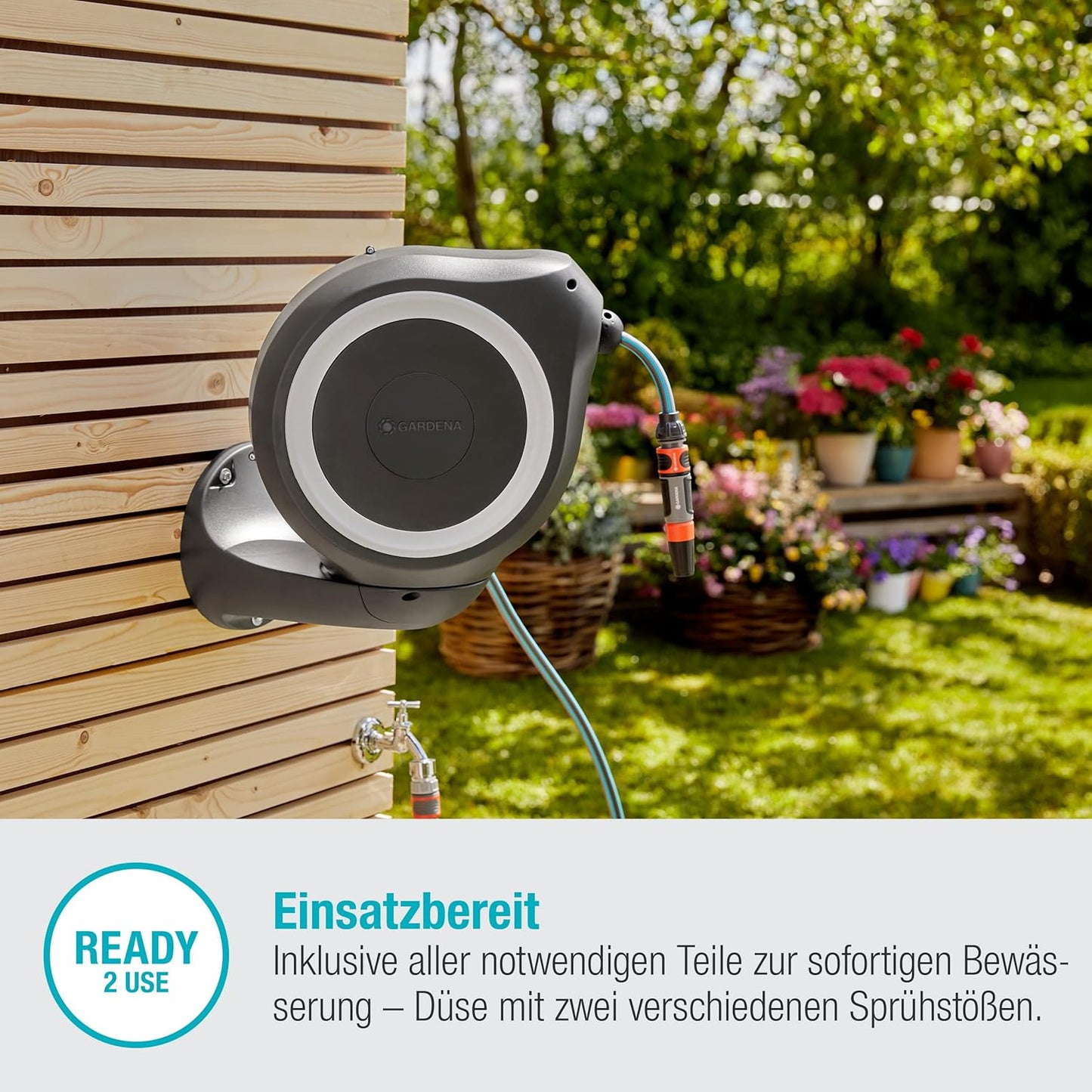 Wand-Schlauchbox RollUp S, Weiss