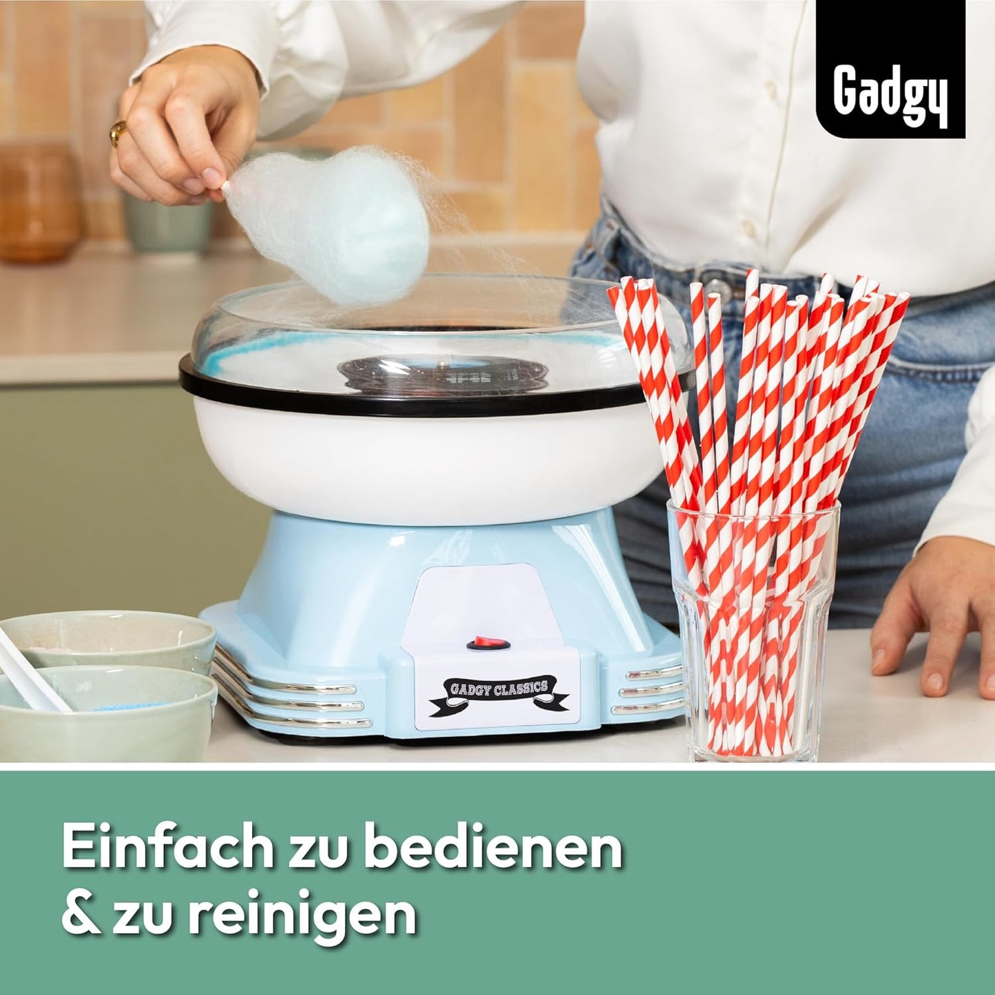 Zuckerwattemaschine für Zuhause, Blau