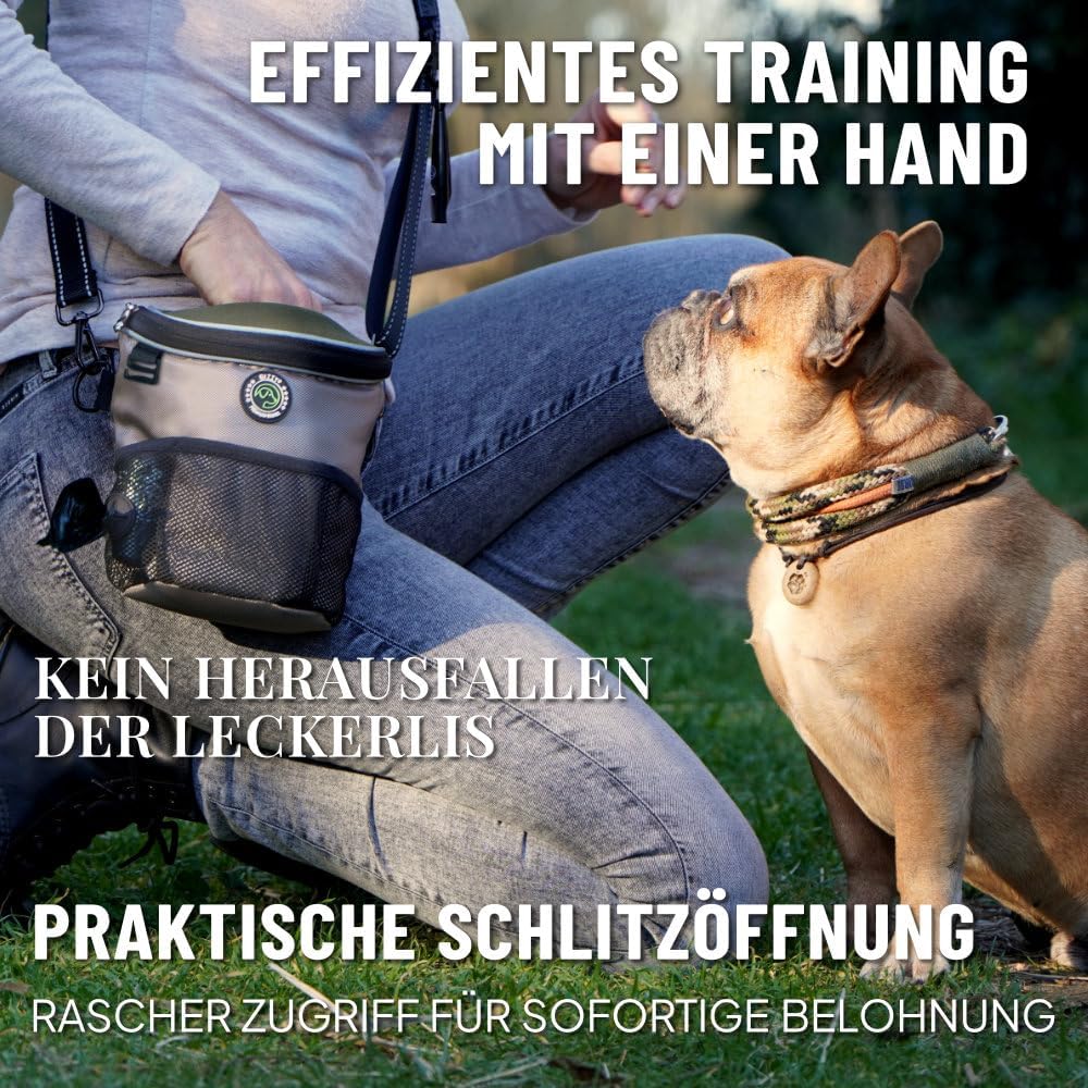 Leckerlibeutel mit Einhand-Öffnung & Regenhaube, Beige-L (mit Regenhaube)