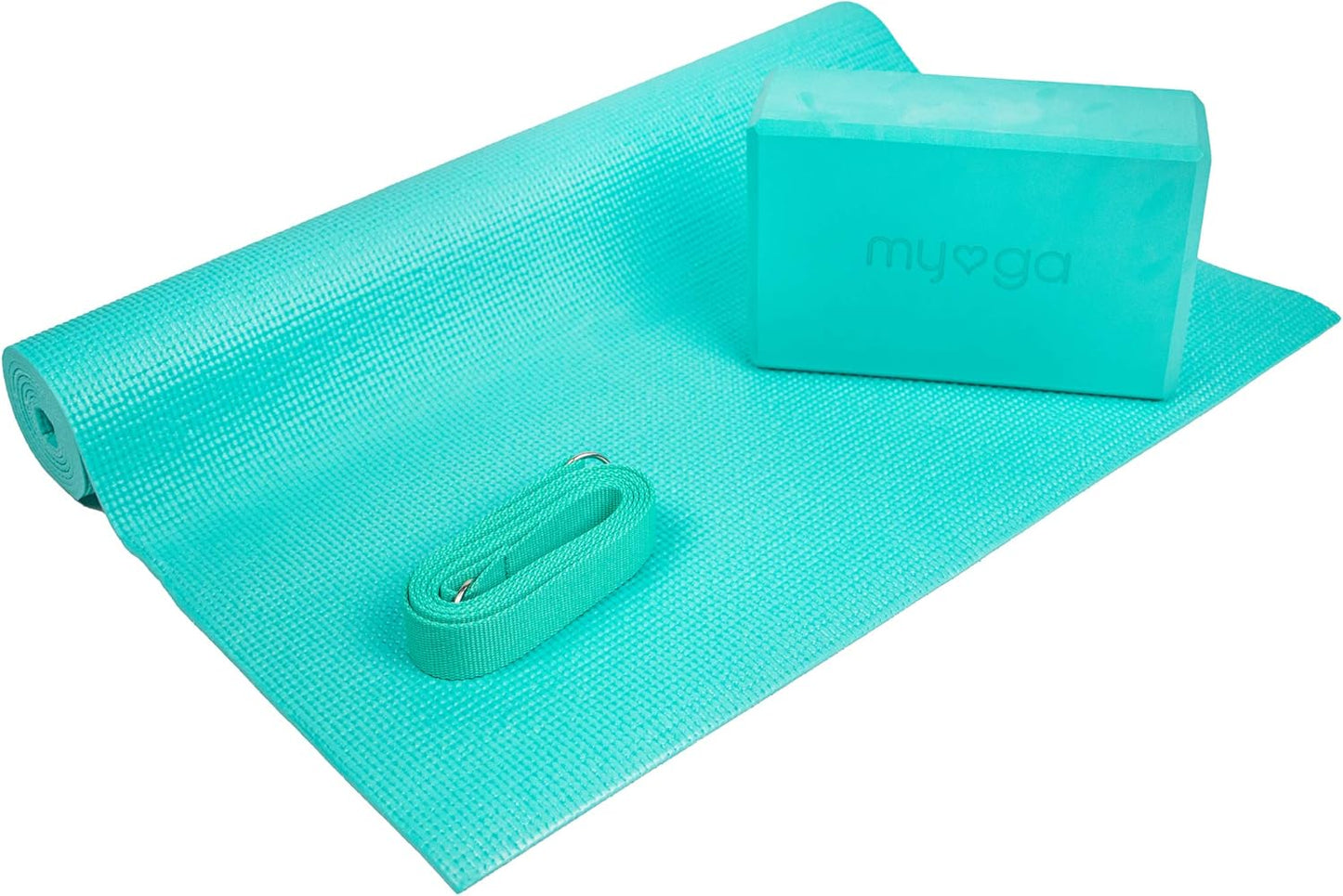 Yoga-Starter-Set mit Matte, Blöcken & Gurt, Türkis