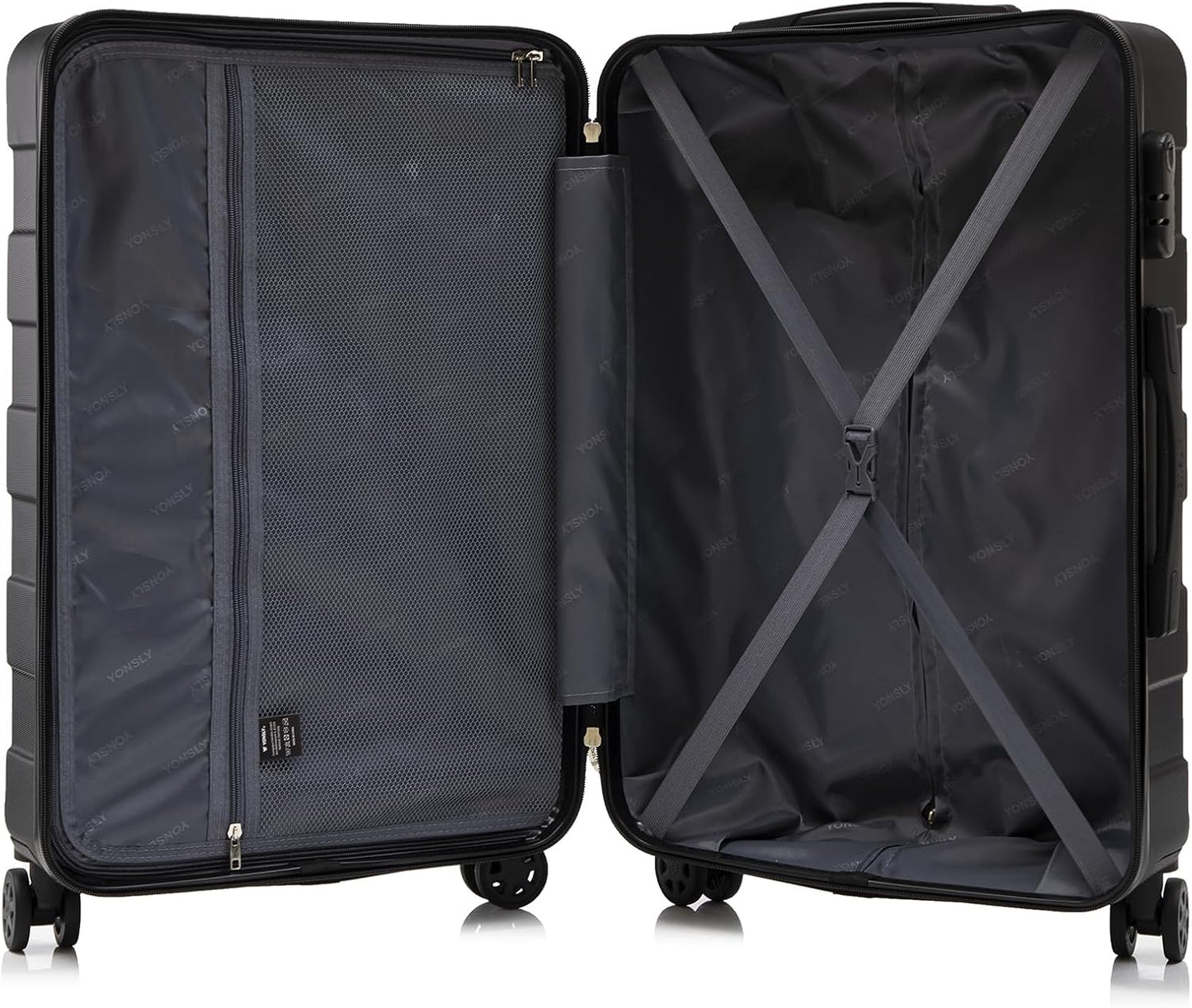 Hartschalenreisekoffer mit Zahlenschloss (XL, 360° Rollen), XL (76cm-98L) YS6 Schwarz