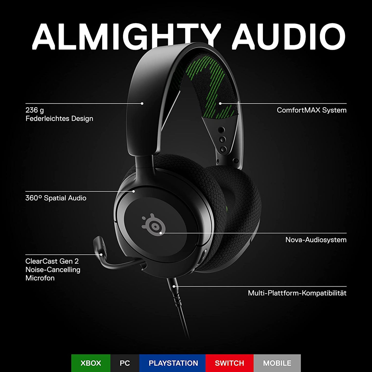 Arctis Nova 1X, Gaming-Headset, 3,5 mm für Xbox Weiss