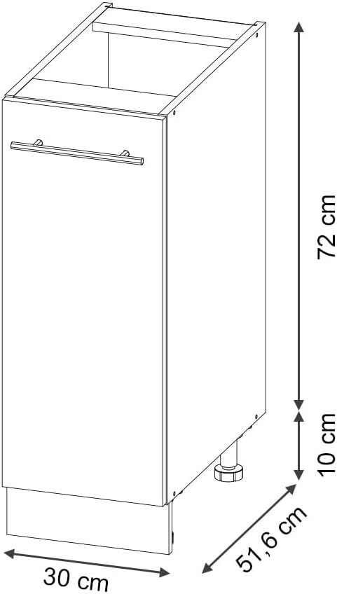 Küchenunterschrank/Apothekerschrank Fame-Line, 30 cm, Bordeaux Hochglanz Apothekerunterschrank 30 cm