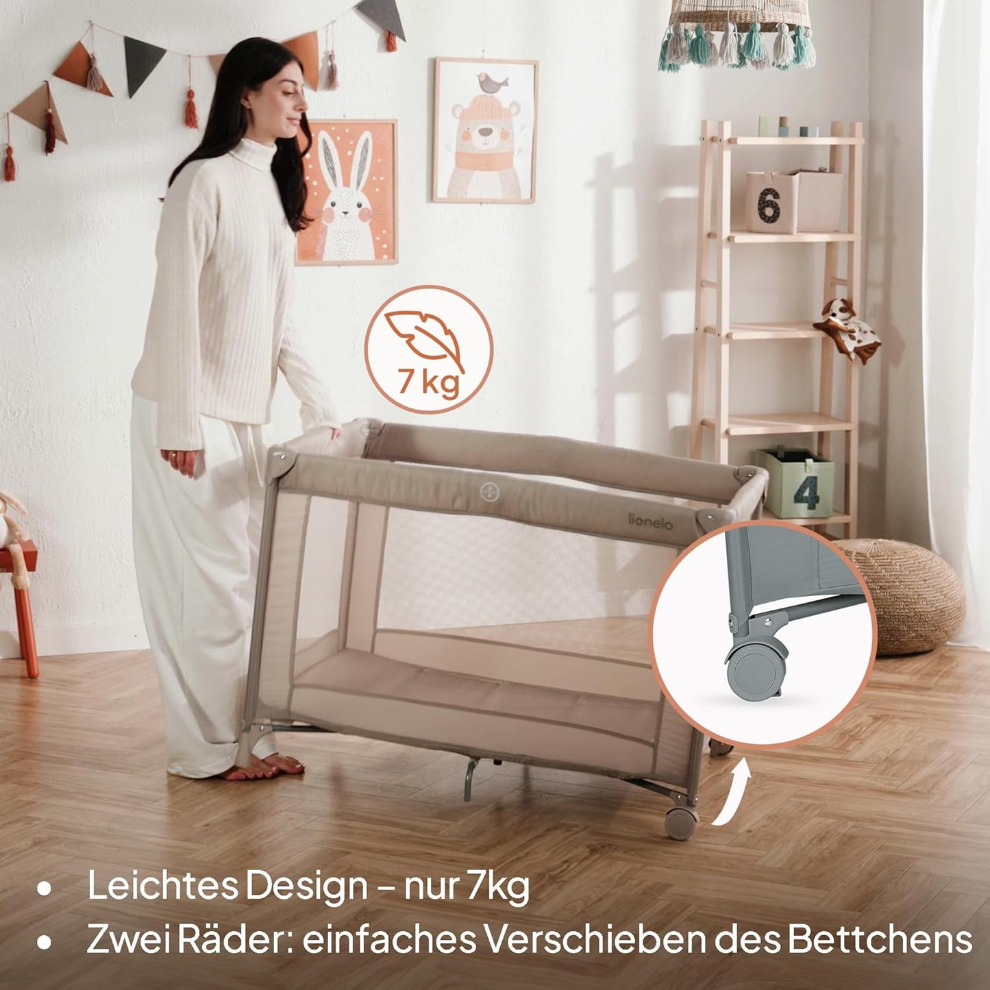 Amelie Baby-Reisebett faltbar mit Matratze, Grau