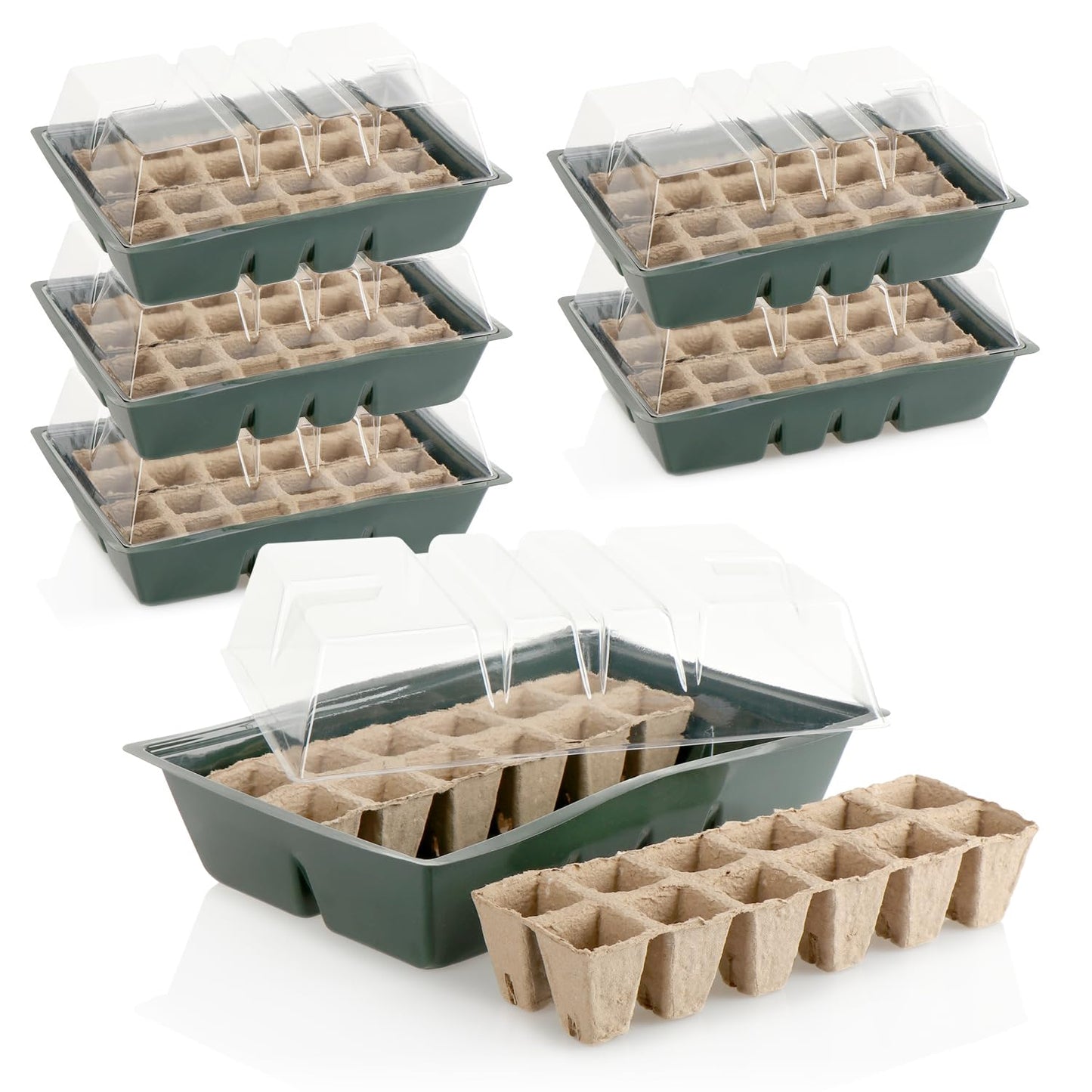 6er-Set Zimmergewächshäuser, 6x Zimmergewächshaus - Schwarz/Braun