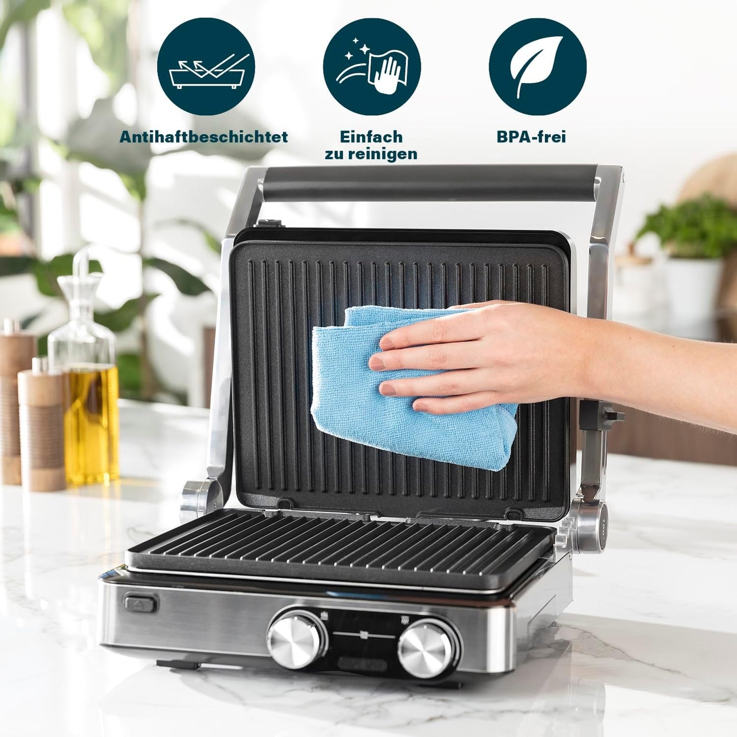 Digitaler Tischgrill Master Pro 2 mit 2 Thermostaten, Digitaler Kontaktgrill