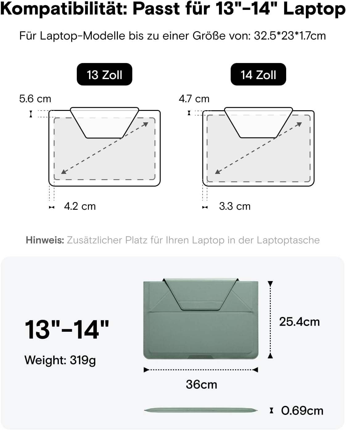 Laptop-Hülle mit Ständer, Brown 13.3"