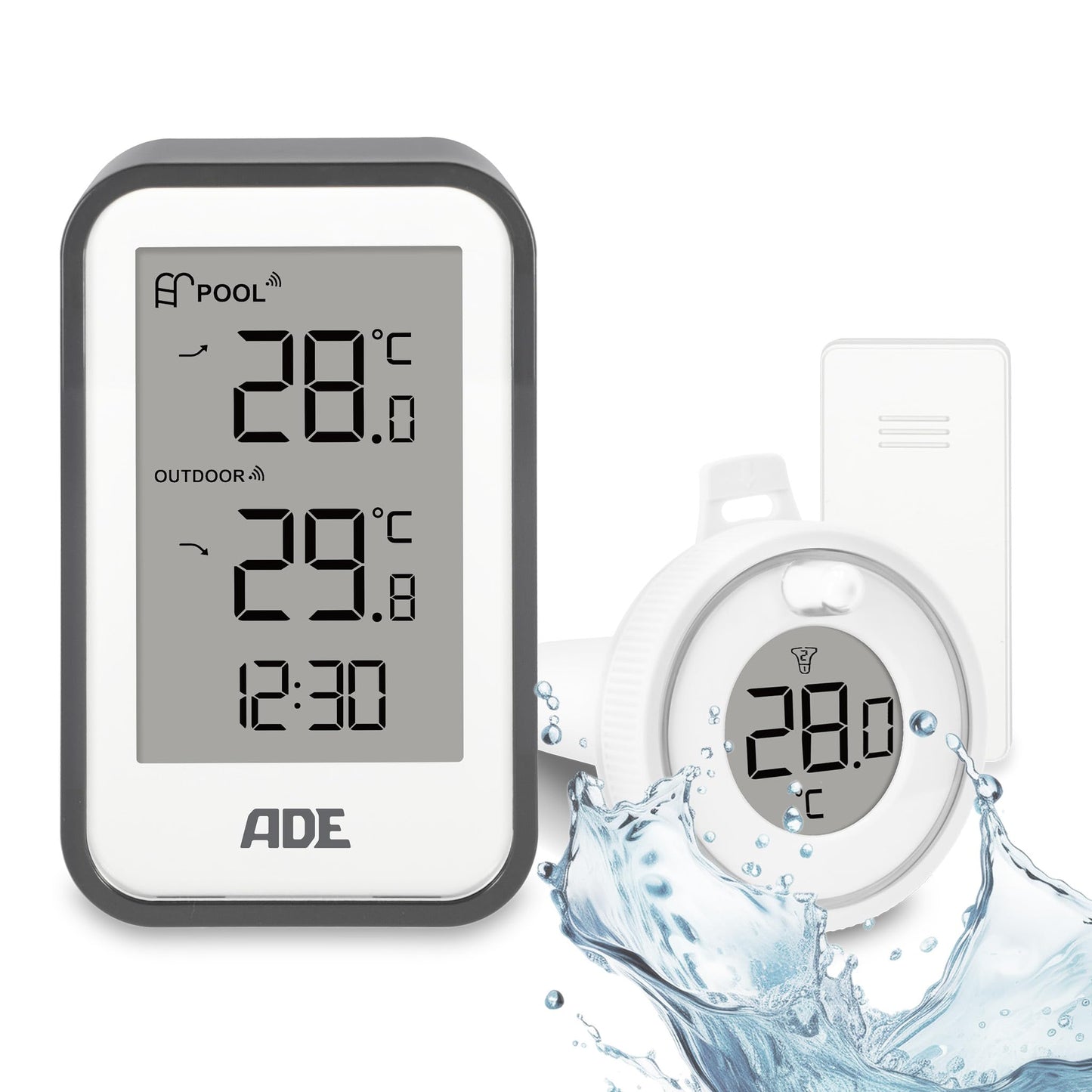 Schwimmendes Poolthermometer mit Funksensor, Weiss