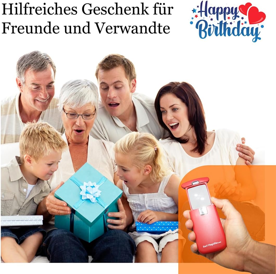 Beleuchtete Leselupe mit LED-Licht, Sedona Red