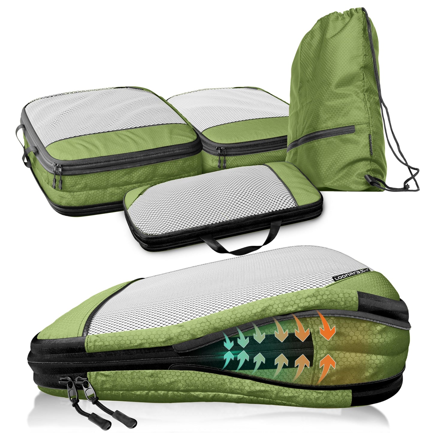 4-teiliges Packwürfel-Set, Olive Odyssey - Grün 4-teilig