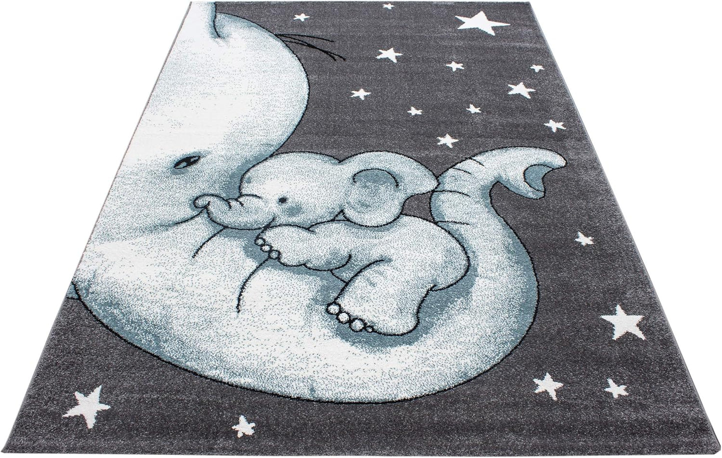 Kinderteppich Elefant Design, 120 x 170 cm (Rechteckig) Blau-3