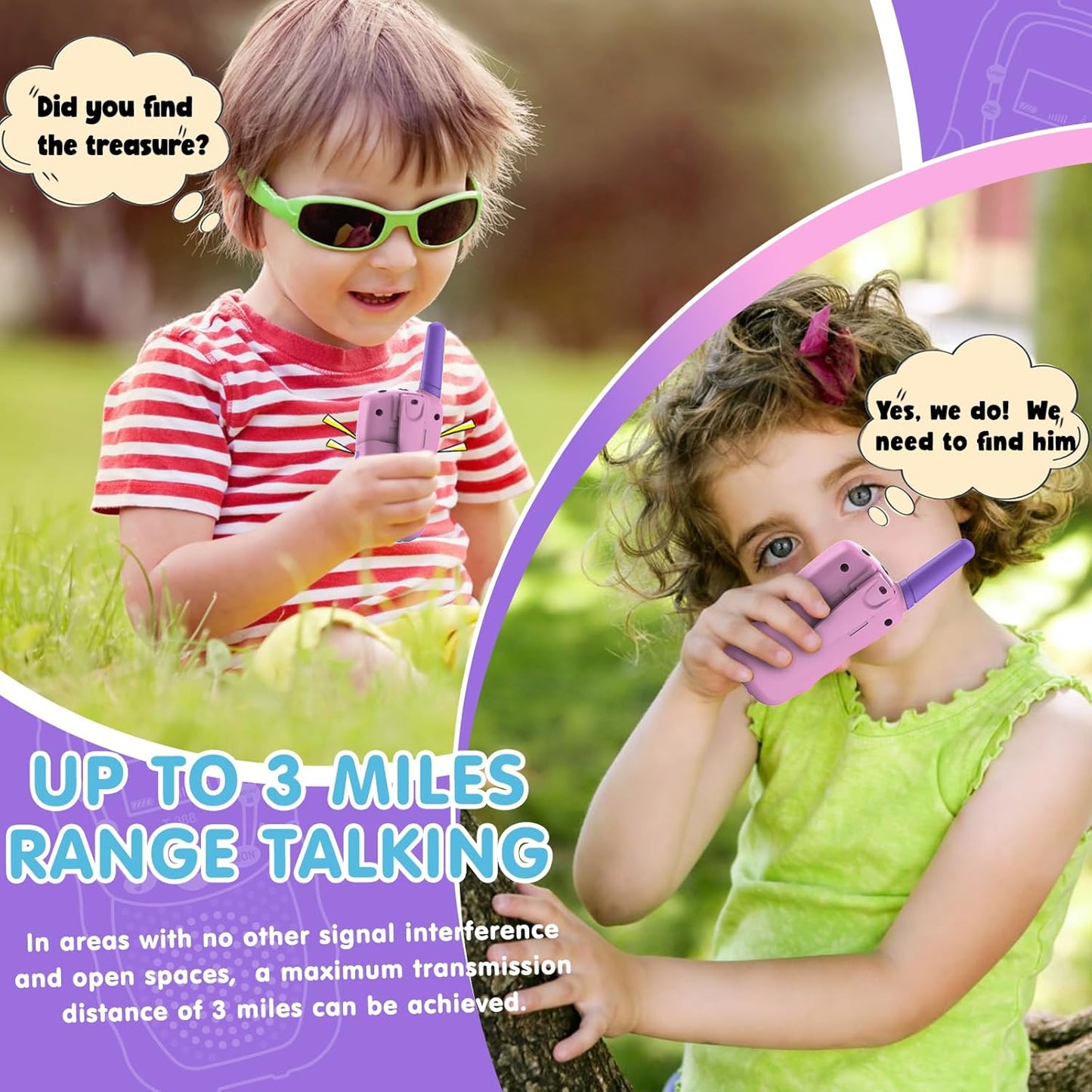 Walkie-Talkie-Set für Kinder, Rosa-Violett