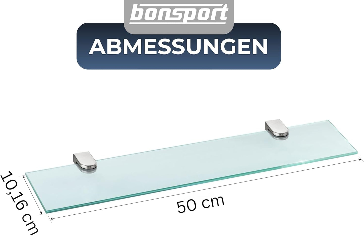 Glasregal Wandregal aus Sicherheitsglas 50cm, 50 x 10,16 x 0,6 cm Klarglas