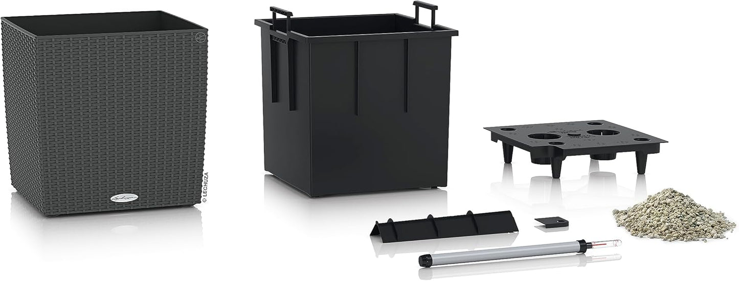 Cube Cottage 30, Pflanzgefäss mit Erd-Bewässerungs-System 29.5 x 29.5 x 30 cm Granit