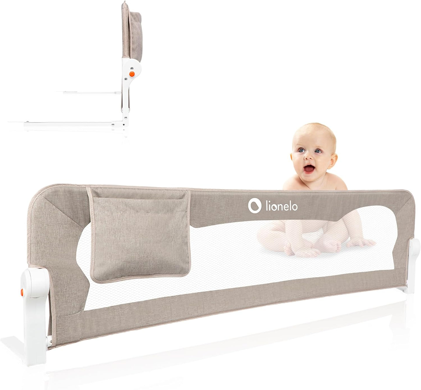 Rausfallschutz Bettgitter klappbar 150 cm, Beige Melange