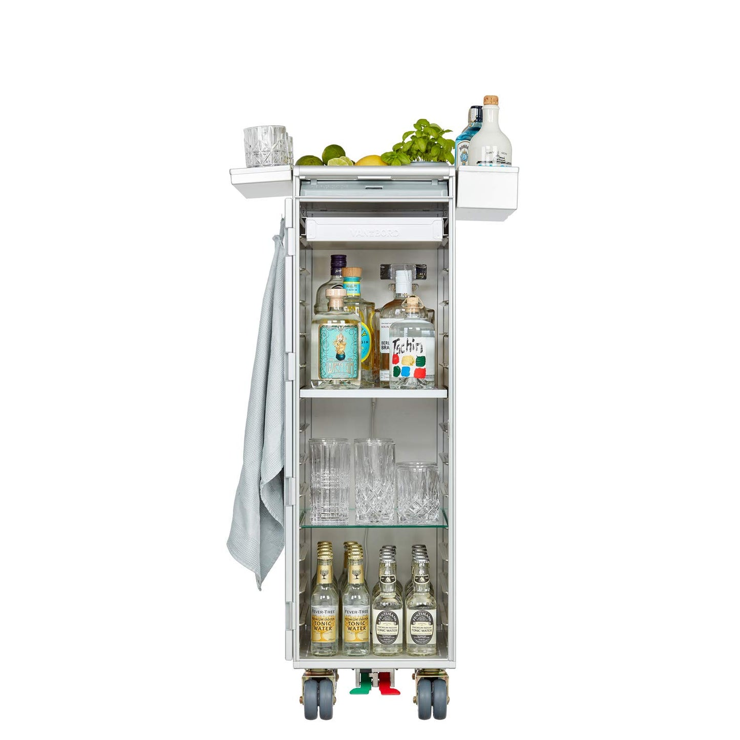 Ausstattungspaket für Flugzeugtrolleys inkl. Sideboxen, KSSU-Norm, Aluminium (+ 3x Sidebox & 3x Barmatte) KSSU