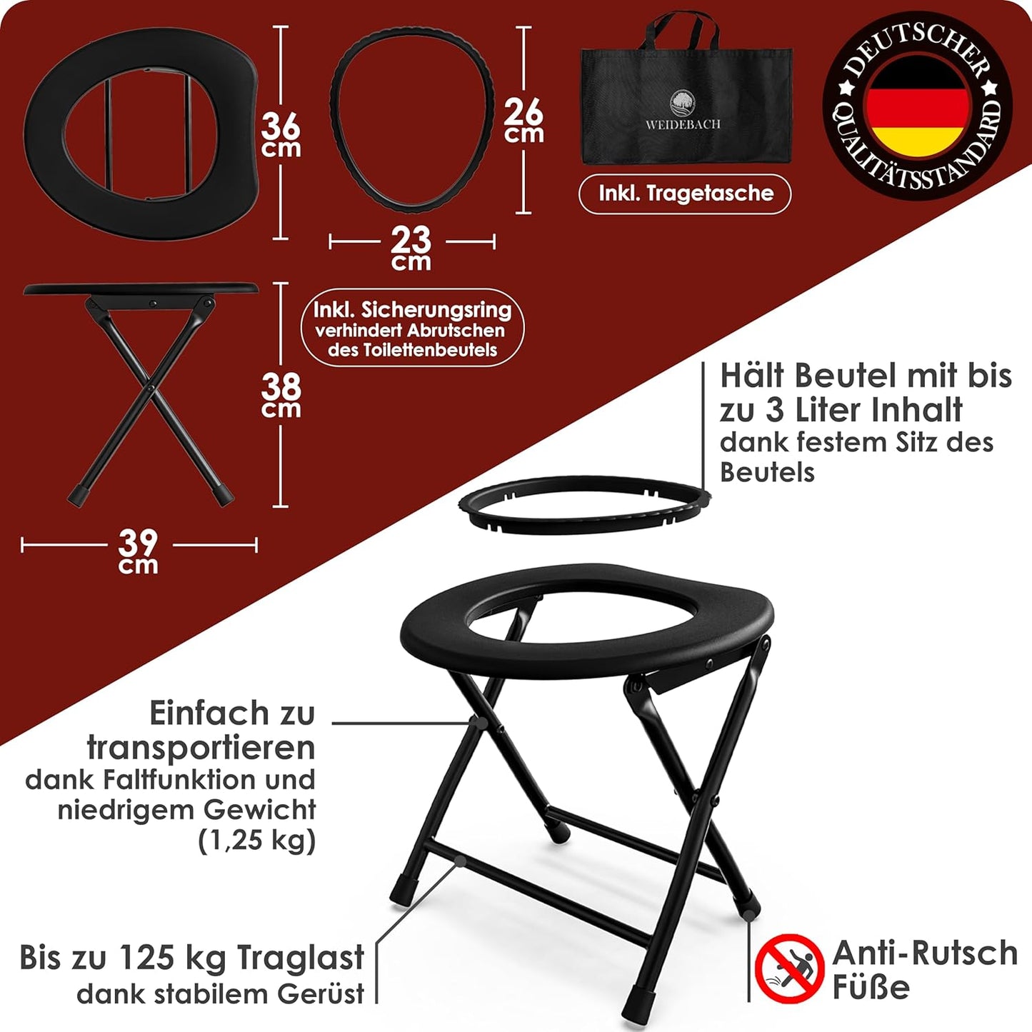 Faltbare Campingtoilette, 1 Piece